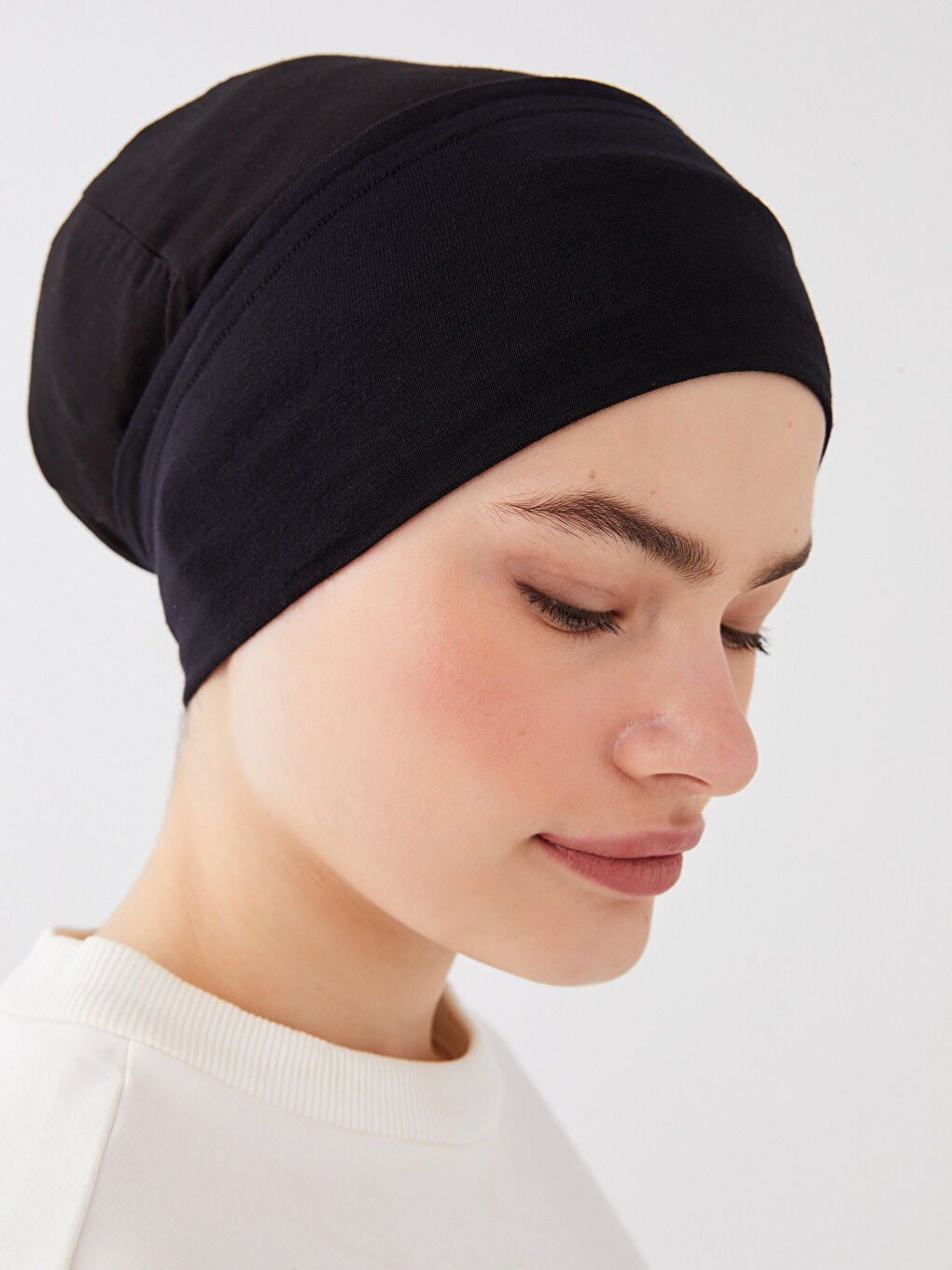 Siyah Kadın Düz Kaymaz Bandana Bone-1