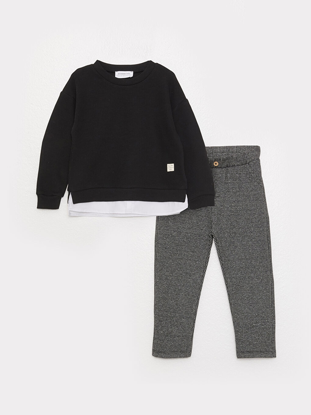 Crew Neck Long Sleeve Baby Boy Sweatshirt and Trousers 2-Pack Set