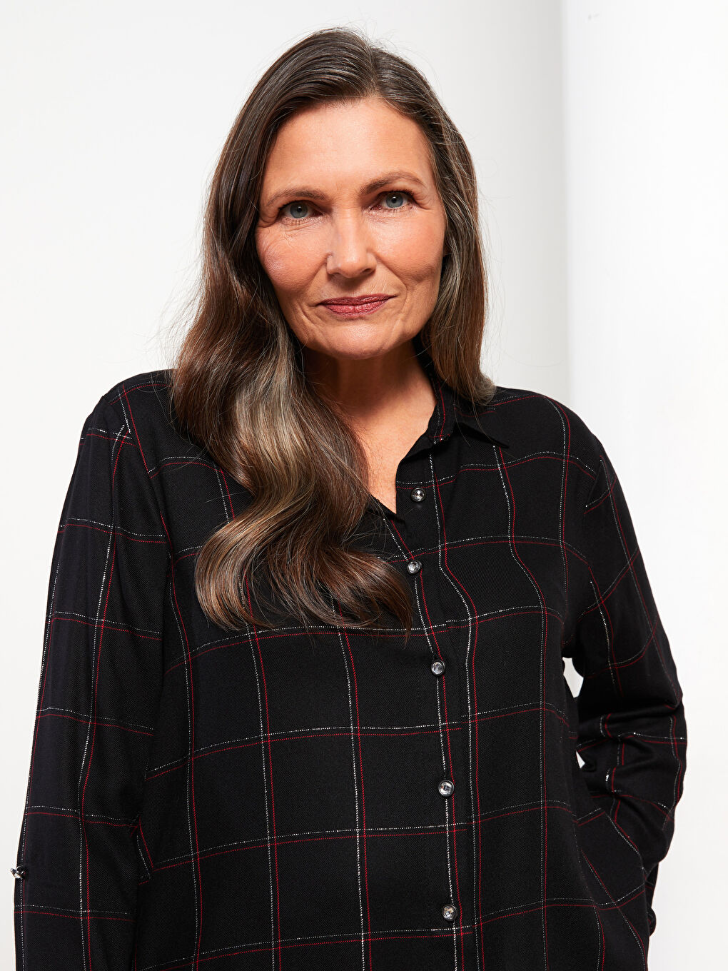 Plaid Long Sleeve Women's Shirt-2