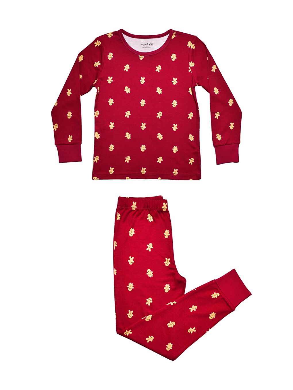 Kırmızı Bisiklet Yaka Baskılı Uzun Kollu Kız Çocuk Pijama Takımı