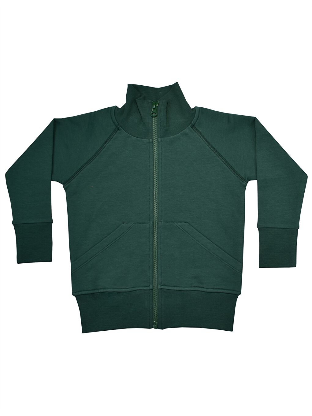Yeşil Dik Yaka Basic Uzun Kollu Erkek Çocuk Sweatshirt
