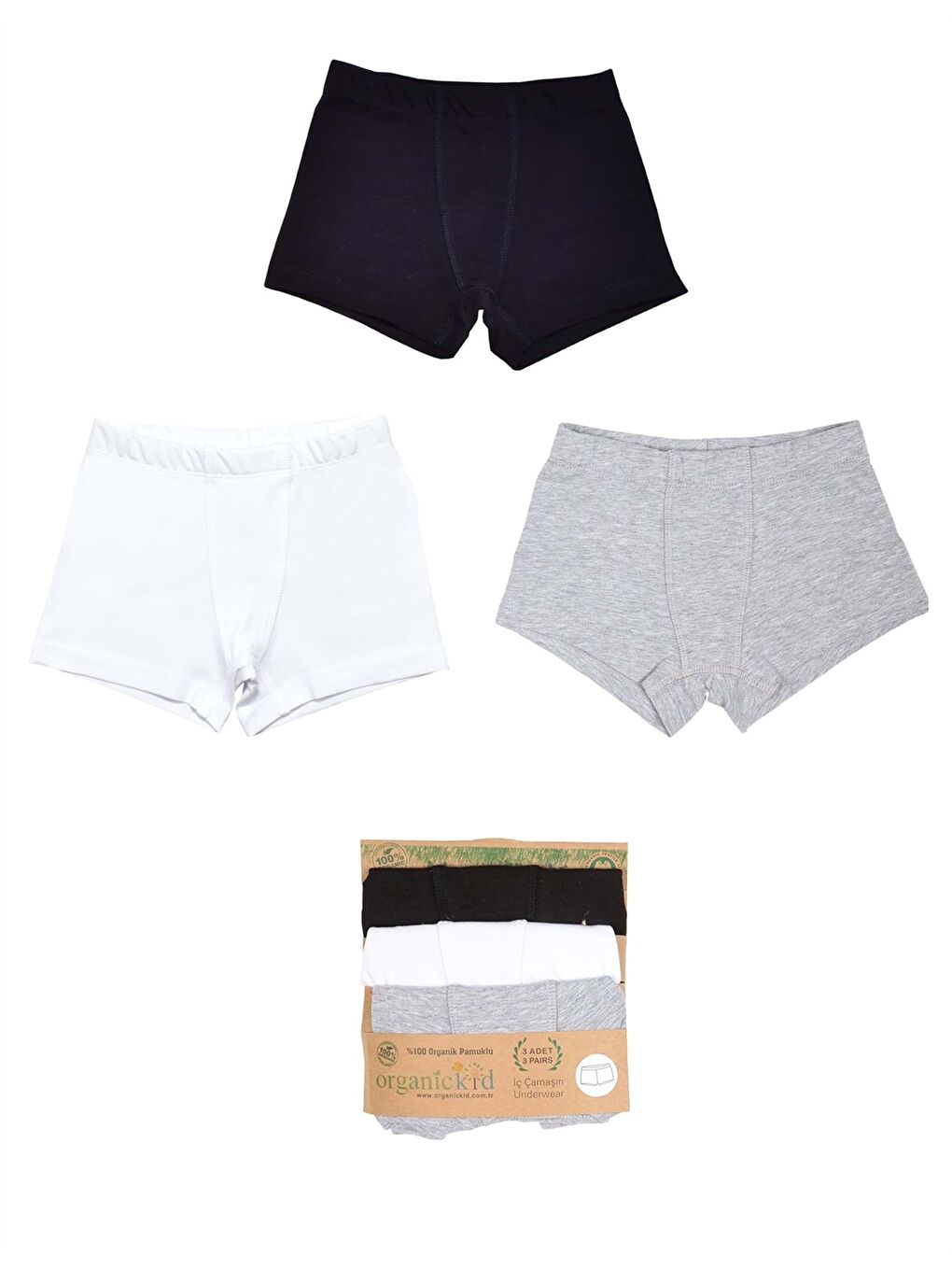 Siyah Basic Pamuklu Erkek Çocuk Boxer 3'lü