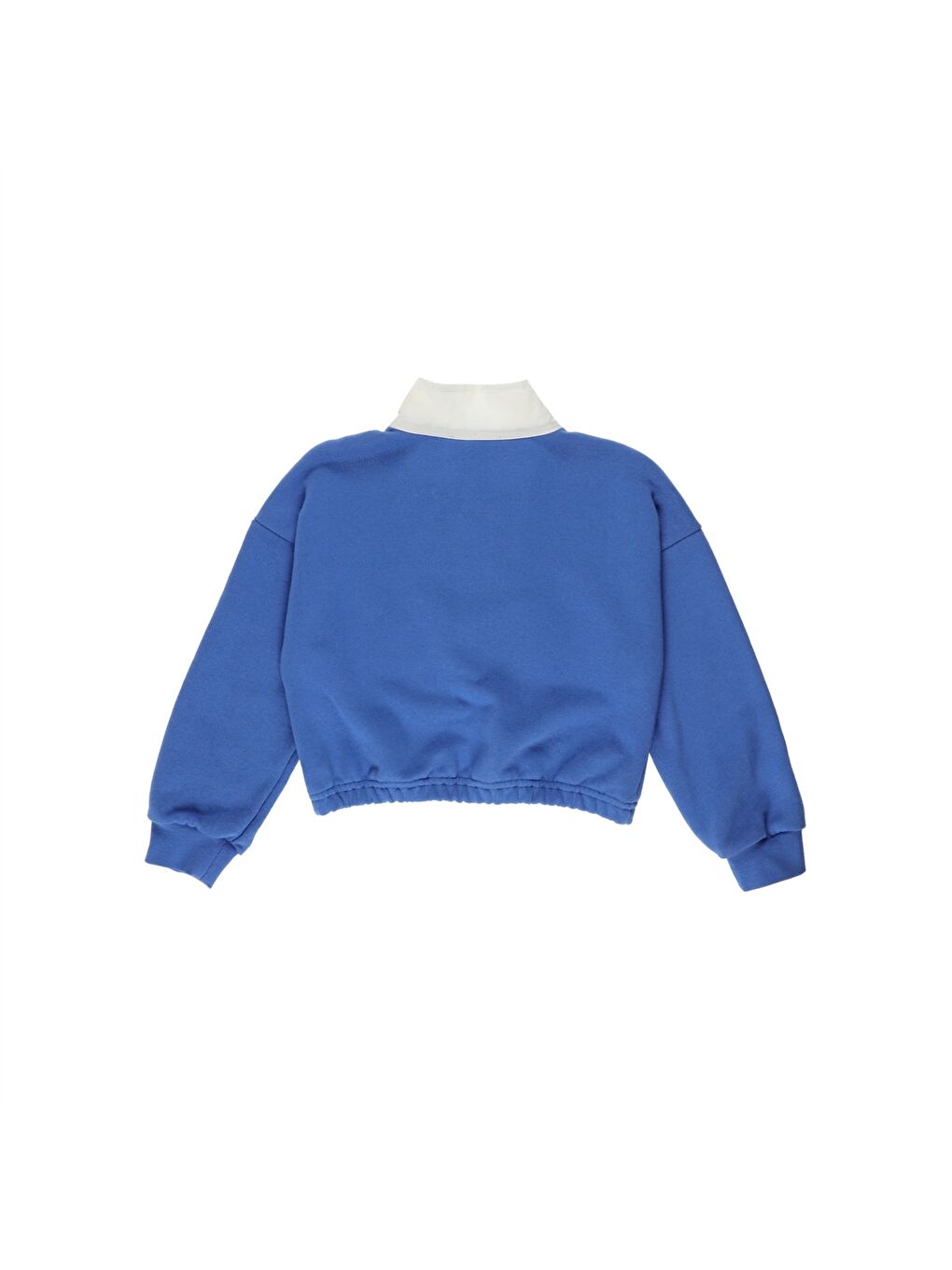 Mavi Dik Yaka Baskılı Uzun Kollu Kız Çocuk Sweatshirt-1
