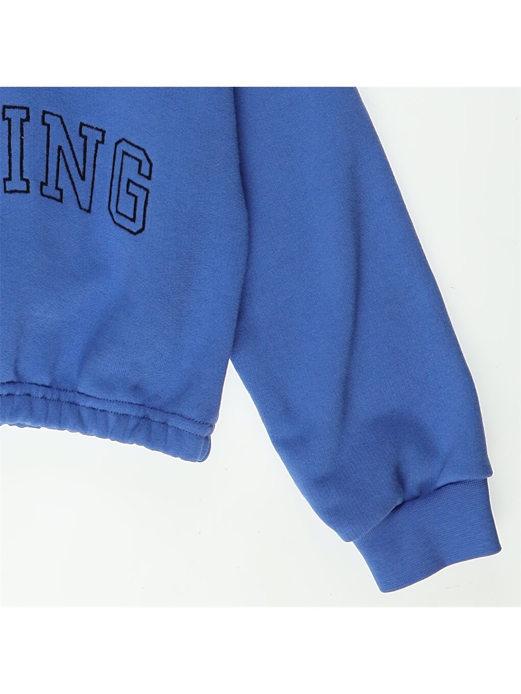 Mavi Dik Yaka Baskılı Uzun Kollu Kız Çocuk Sweatshirt-2