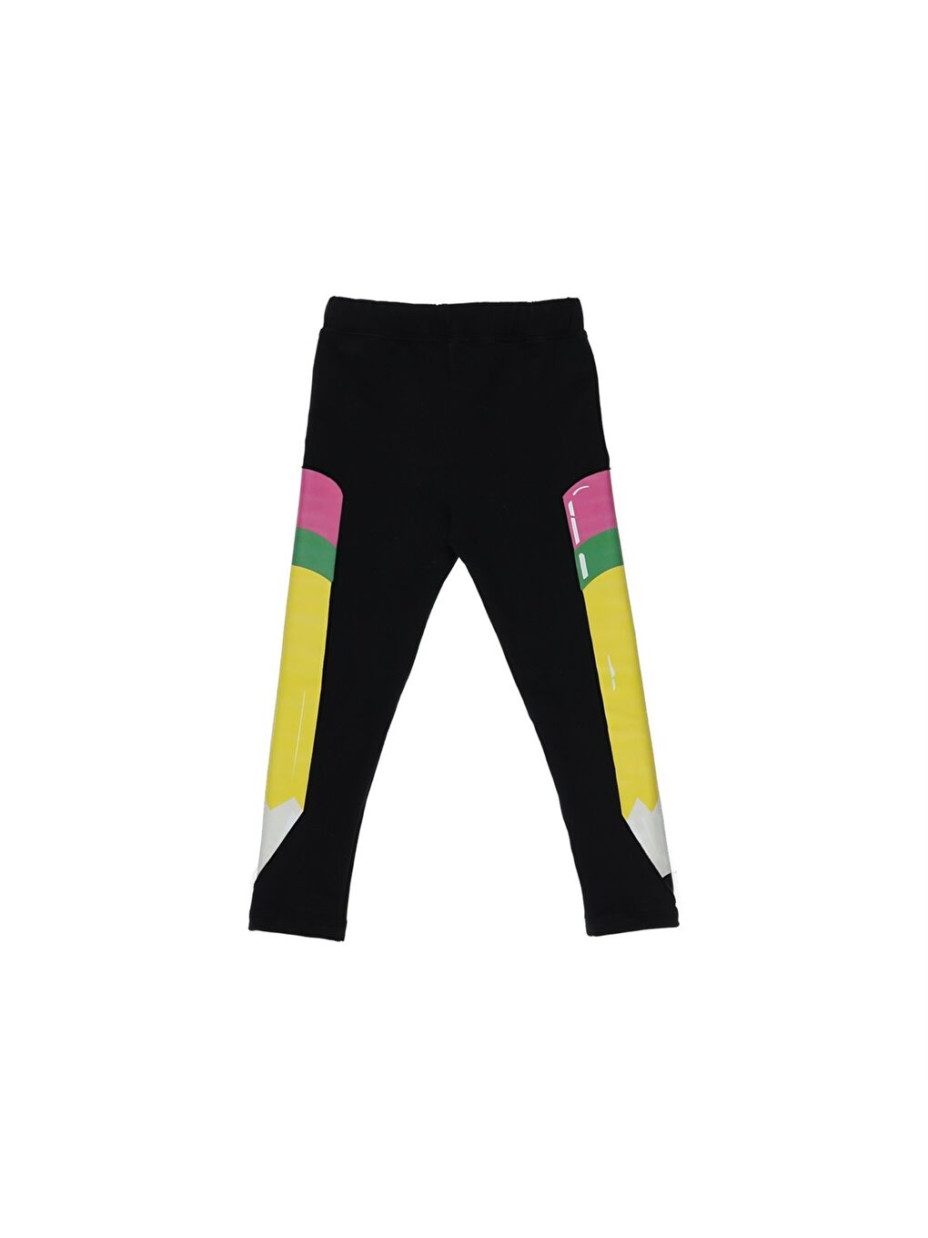 Siyah Beli Lastikli Renk Bloklu Kız Çocuk Tayt-1