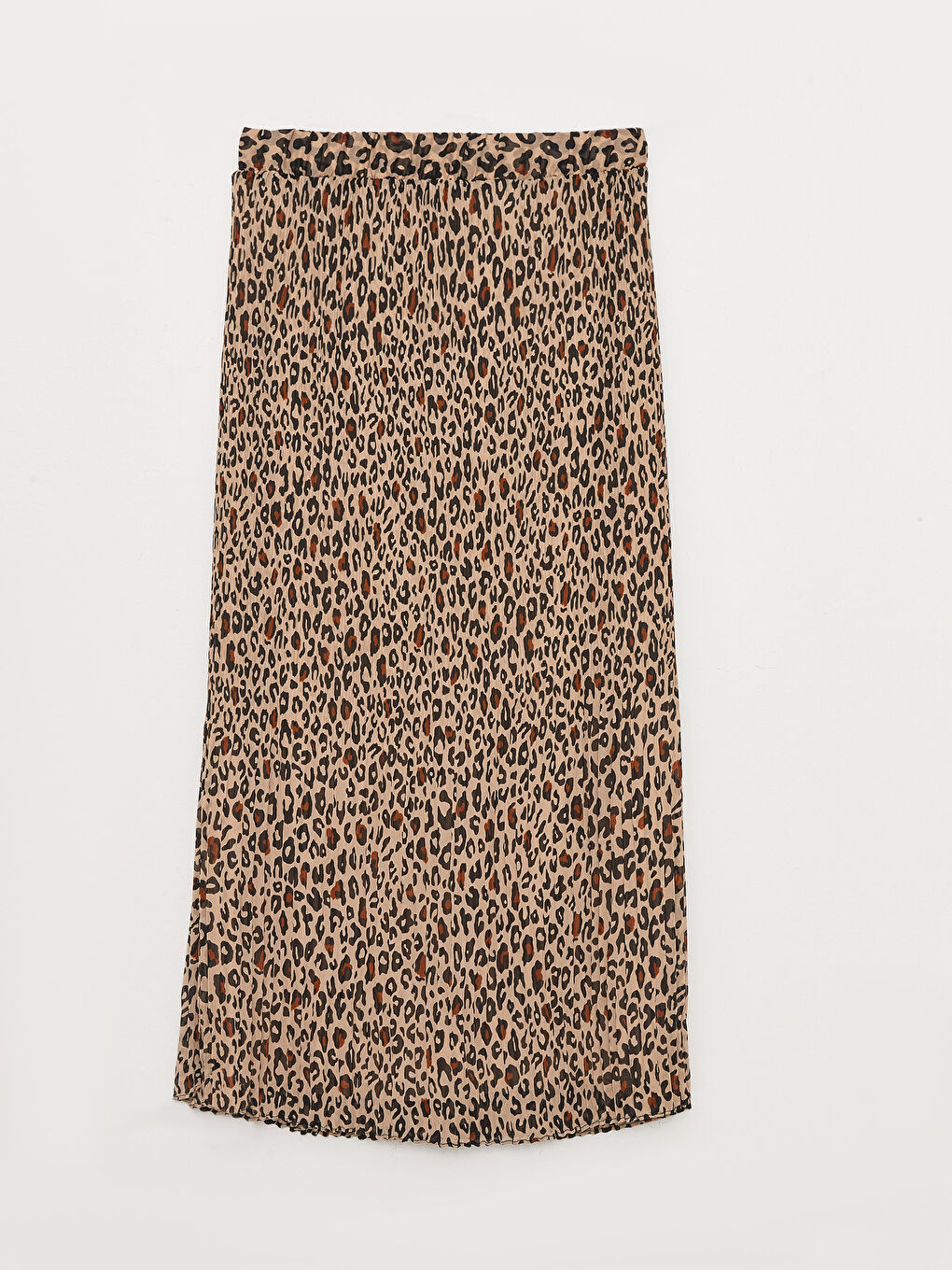Kahverengi Beli Lastikli Desenli Kadın Pilise Etek-8
