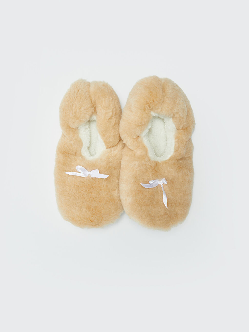 Pembe Fiyonk Detaylı Pelüş Kız Çocuk Ev Çorabı