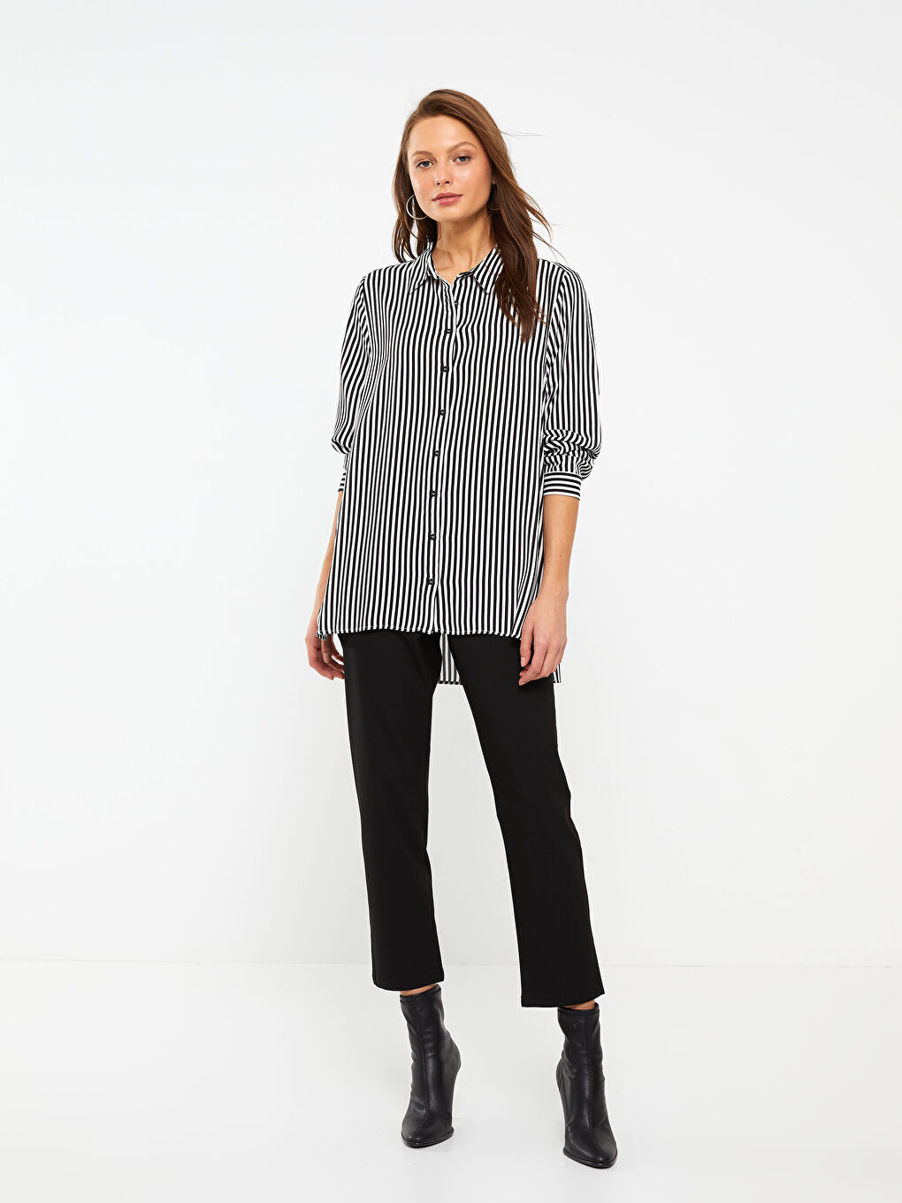 قميص نسائي بأكمام طويلة مُخَطَّط-2