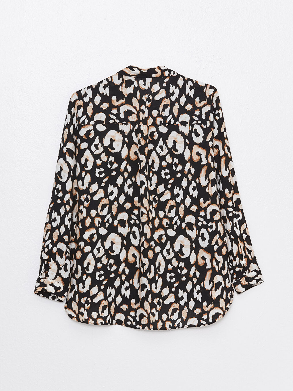 Siyah Desenli Uzun Kollu Kadın Gömlek-6