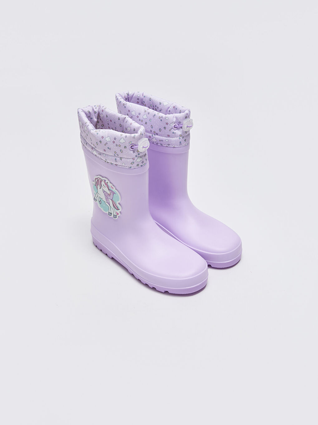 Lila Patch Detaylı Kız Çocuk Diz Altı Yağmur Çizmesi