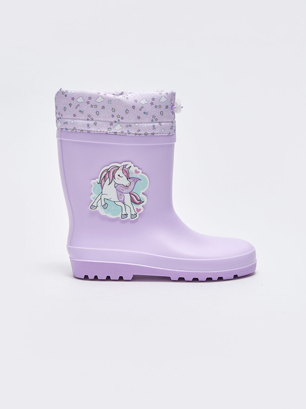 Lila Patch Detaylı Kız Çocuk Diz Altı Yağmur Çizmesi-1
