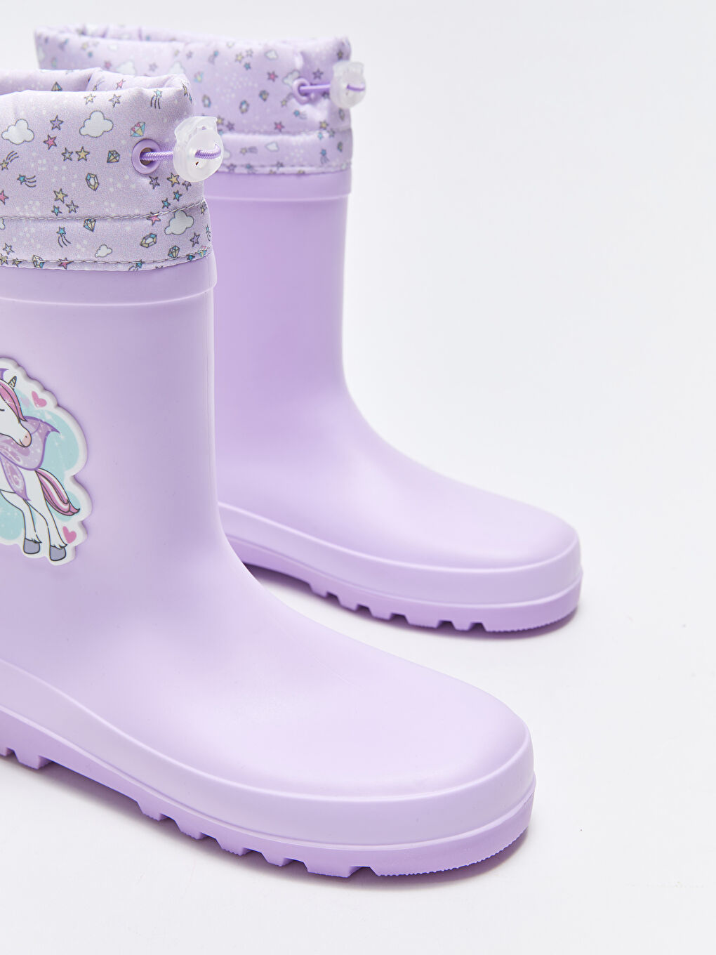 Lila Patch Detaylı Kız Çocuk Diz Altı Yağmur Çizmesi-2