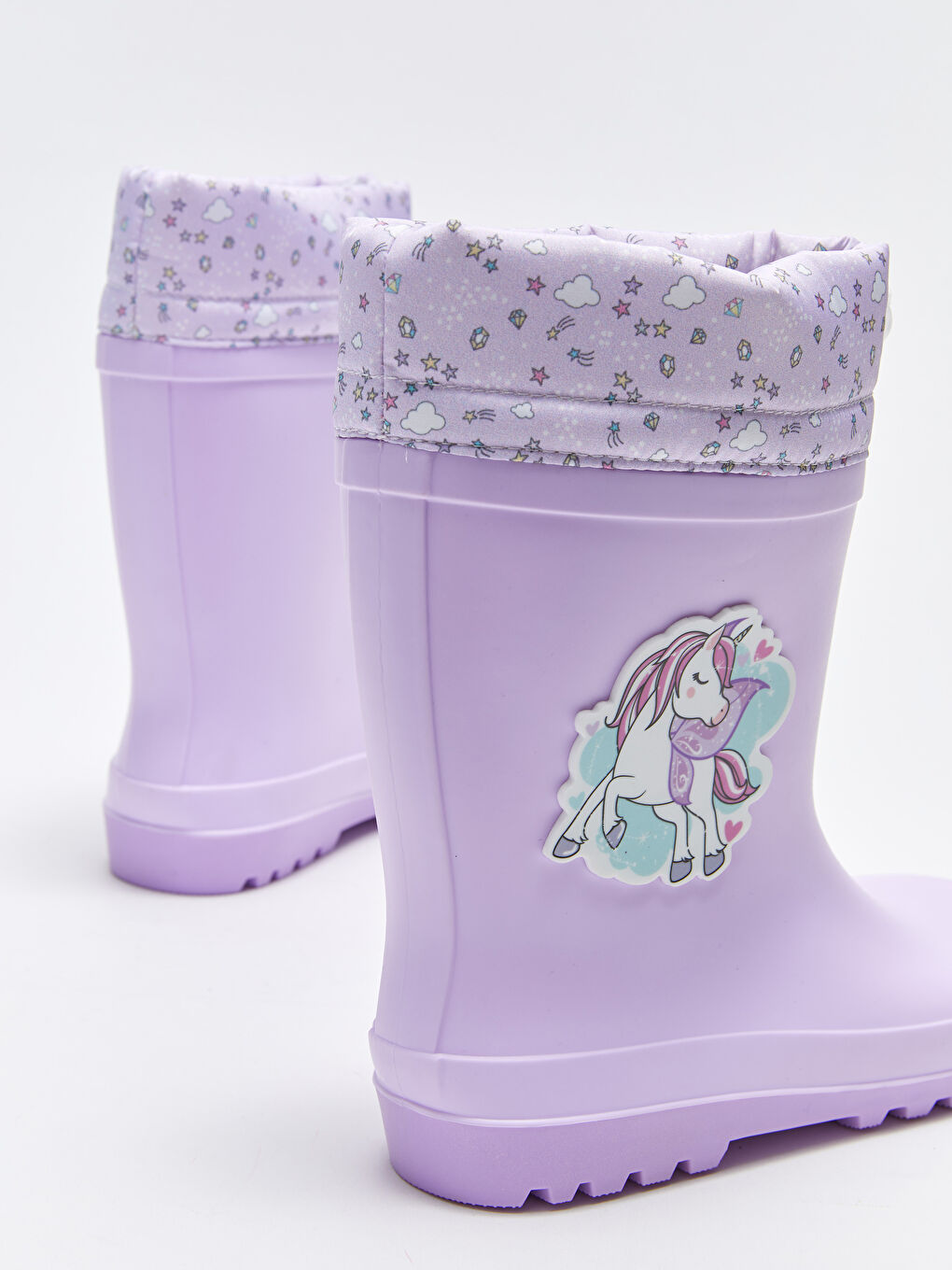 Lila Patch Detaylı Kız Çocuk Diz Altı Yağmur Çizmesi-3