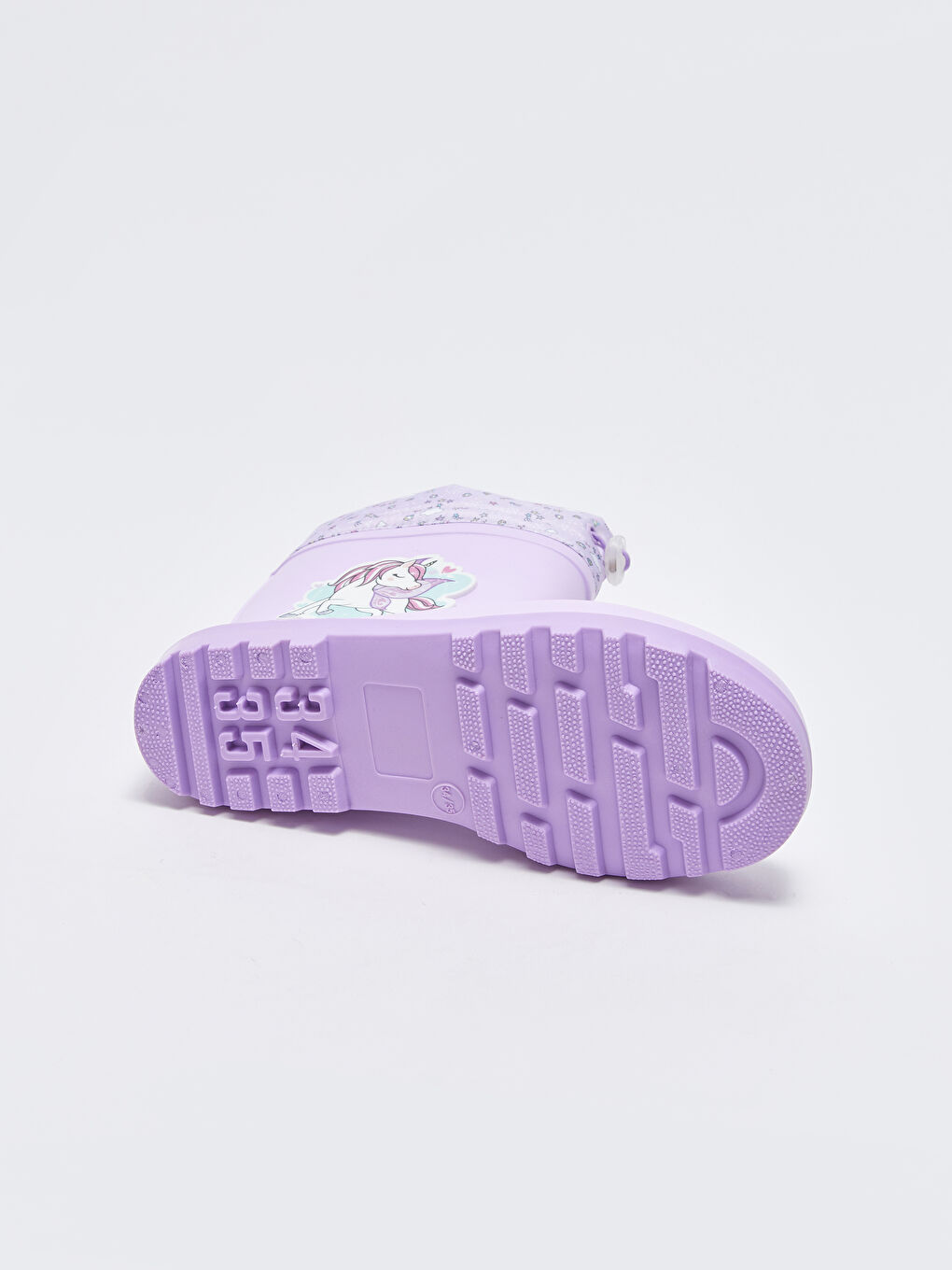 Lila Patch Detaylı Kız Çocuk Diz Altı Yağmur Çizmesi-5