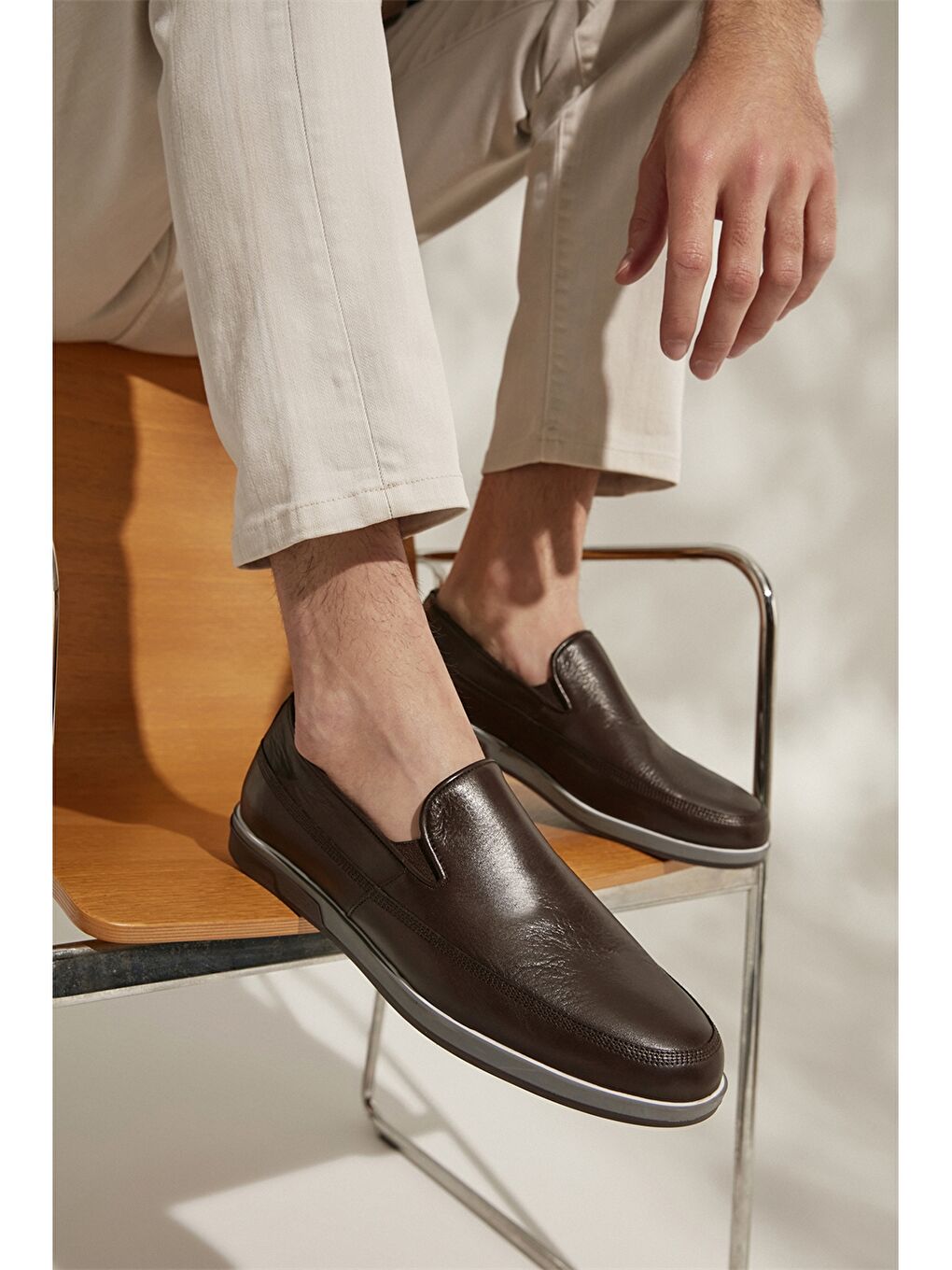 Kahverengi Hakiki Deri Erkek Klasik Ayakkabı