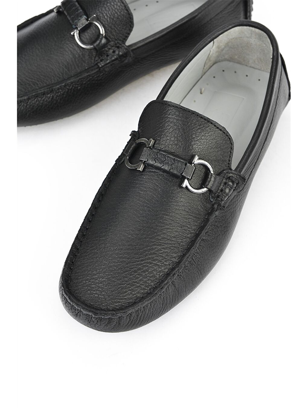 Siyah Hakiki Deri Dekoratif Dikişli Erkek Klasik Ayakkabı-7
