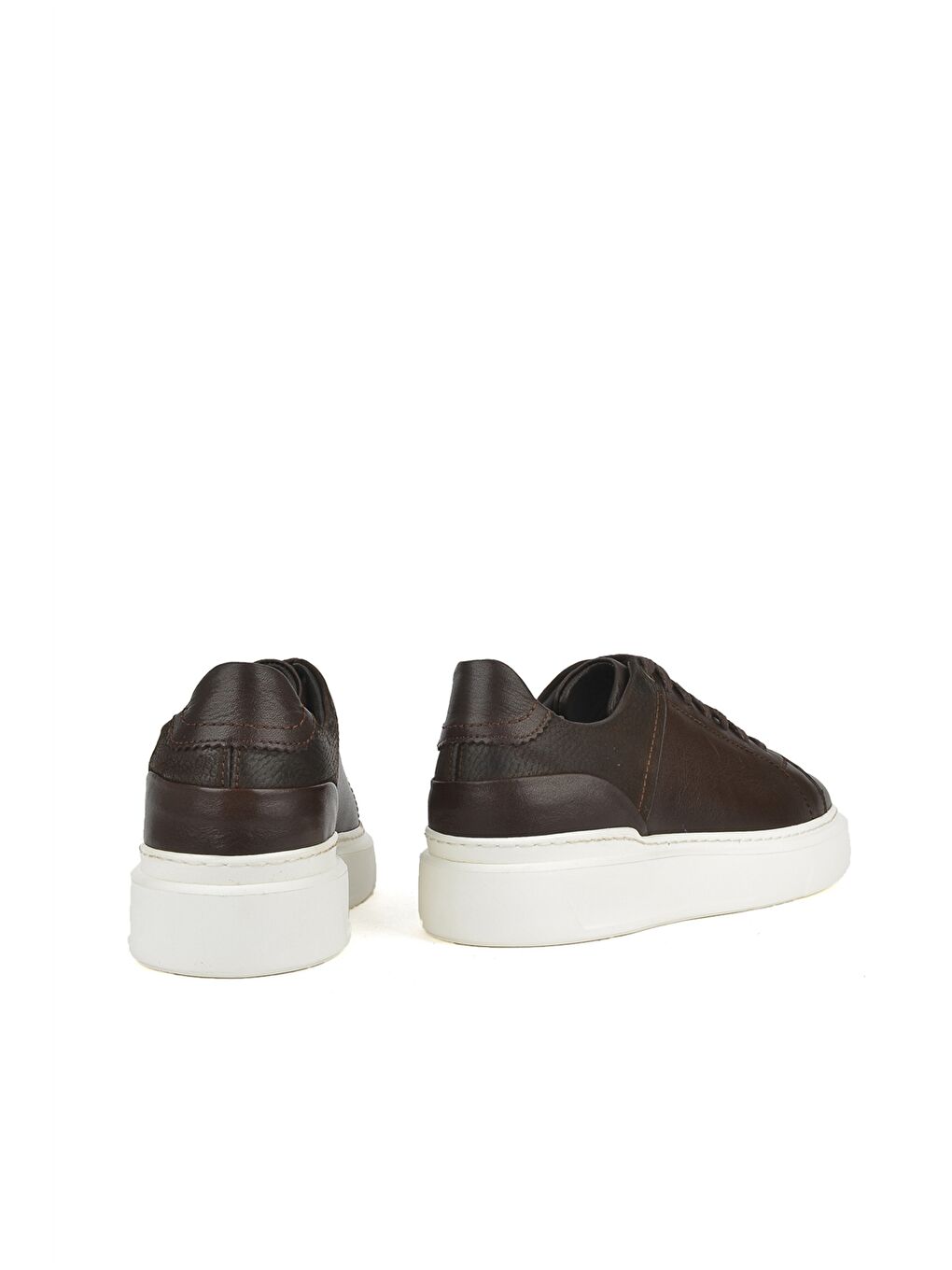 Kahverengi Hakiki Deri Bağcıklı Erkek Spor Ayakkabı-2