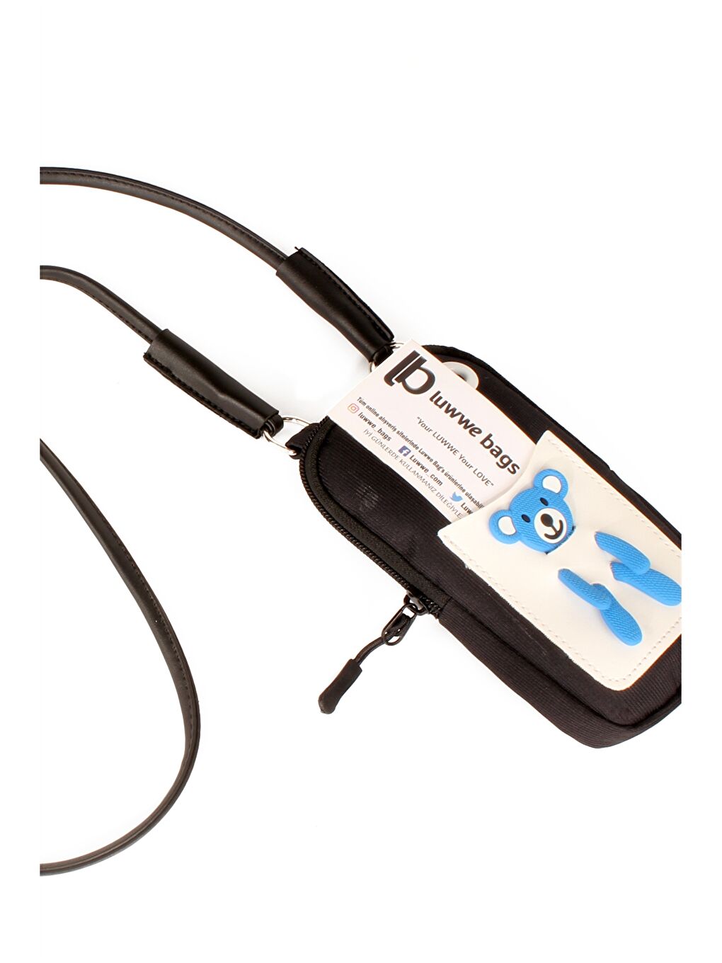 Siyah Patch Detaylı Kız Çocuk Telefon Çantası-1