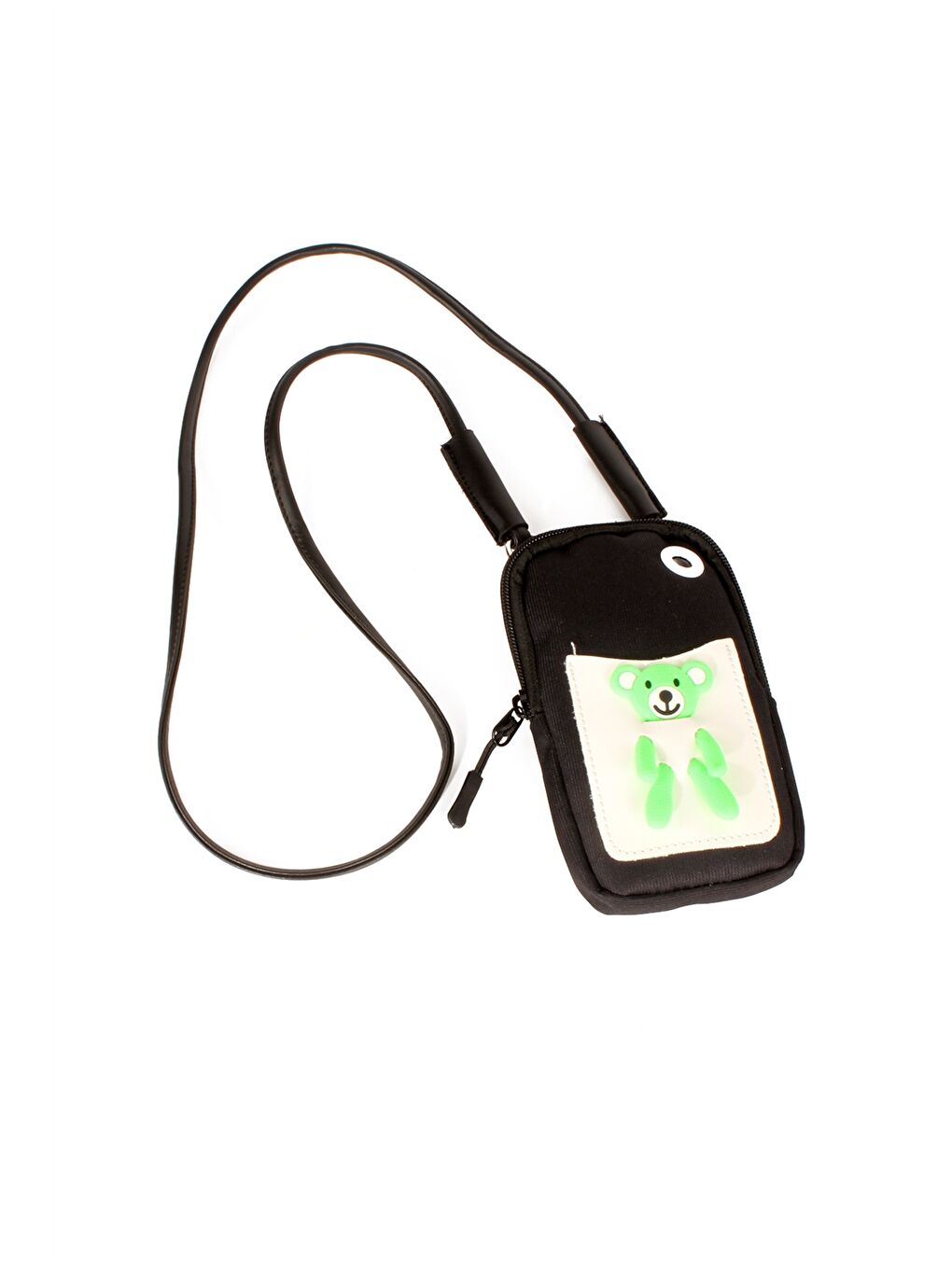 Siyah Patch Detaylı Kız Çocuk Telefon Çantası-3