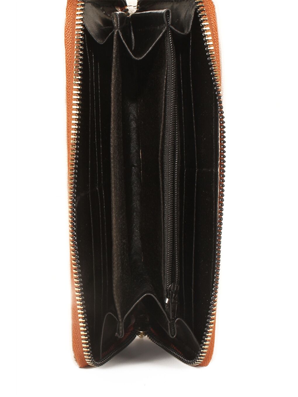 Ekru Deri Görünümlü Baskılı Kadın Cüzdan-1