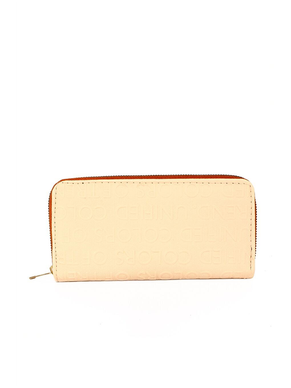 Ekru Deri Görünümlü Baskılı Kadın Cüzdan-2