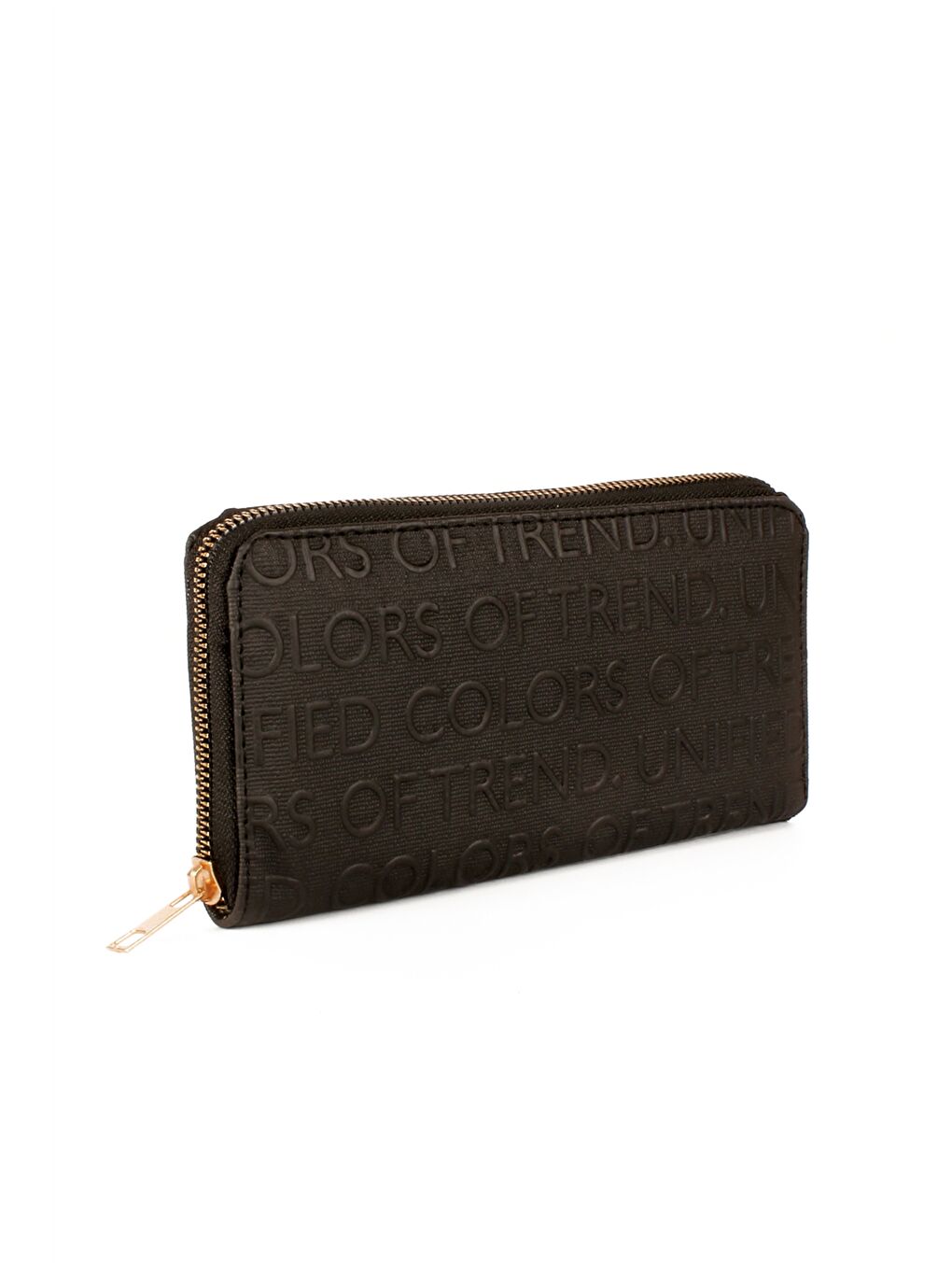 Siyah Deri Görünümlü Baskılı Kadın Cüzdan