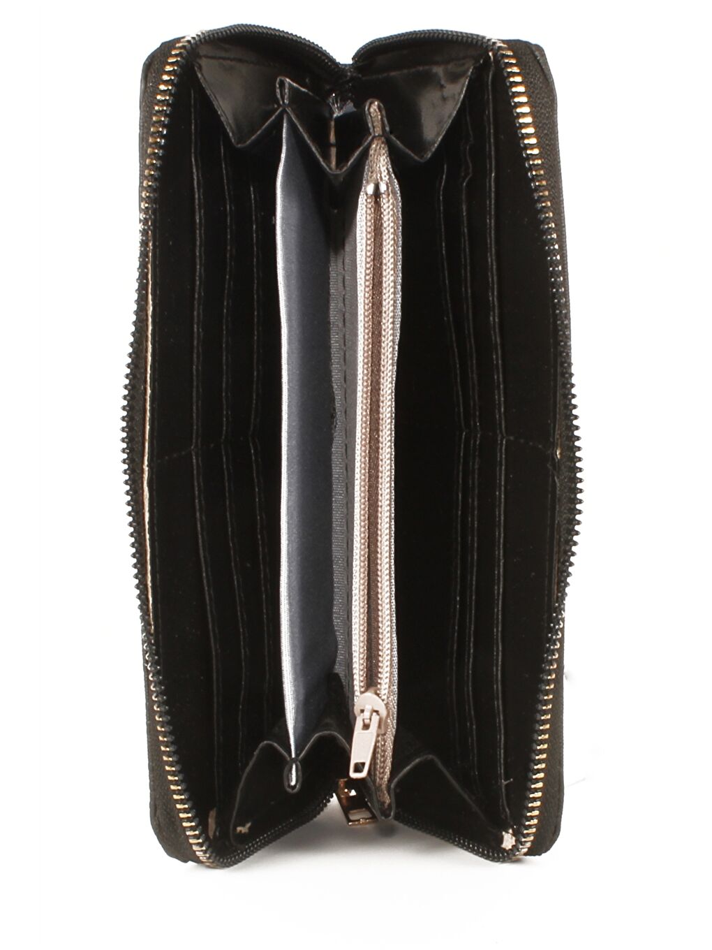 Siyah Deri Görünümlü Baskılı Kadın Cüzdan-1