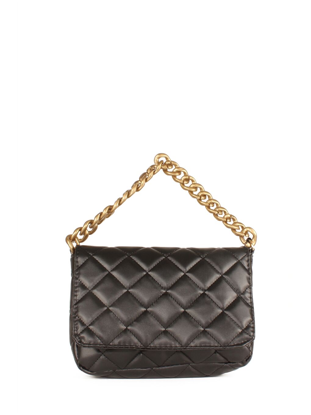 Siyah Deri Görünümlü Kapitoneli Kadın Omuz Çantası-1