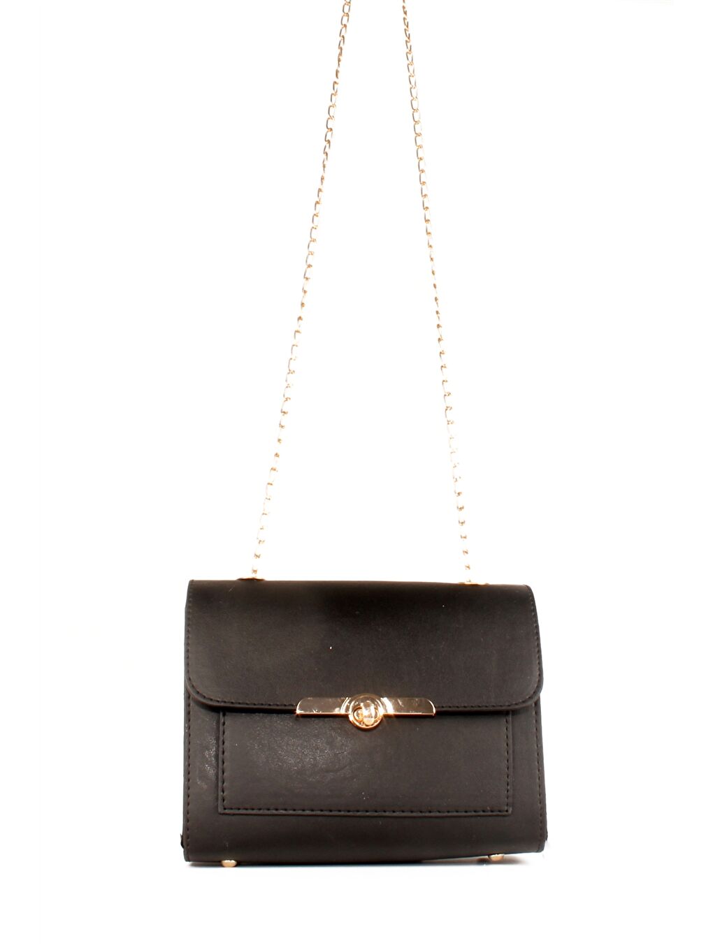 Siyah Deri Görünümlü Kadın Çapraz Çanta-2