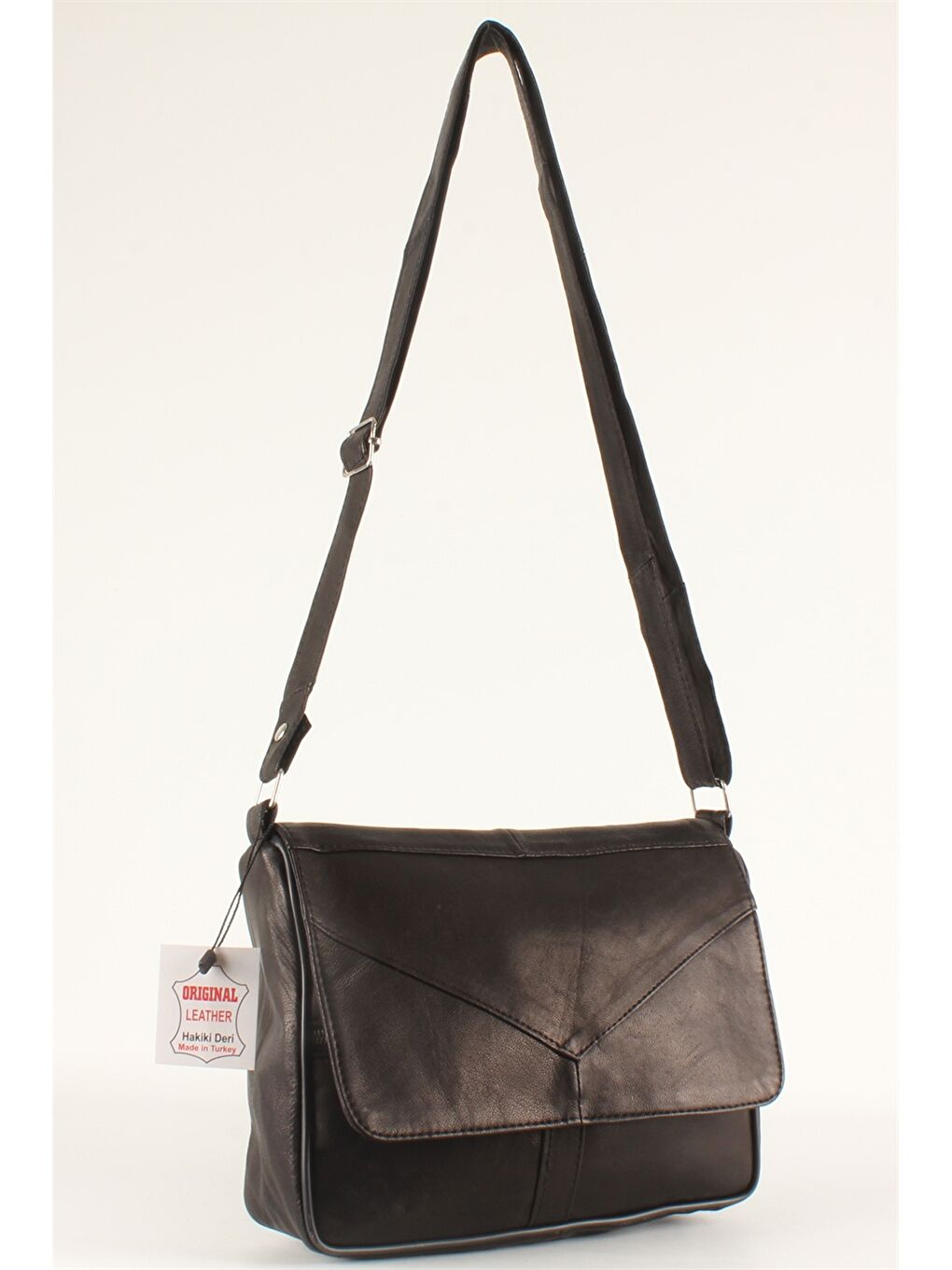 Siyah Hakiki Deri Kadın Omuz Çantası-4