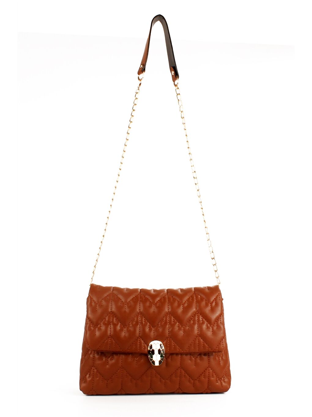 Ekru Deri Görünümlü Kapitoneli Kadın Çapraz Çanta