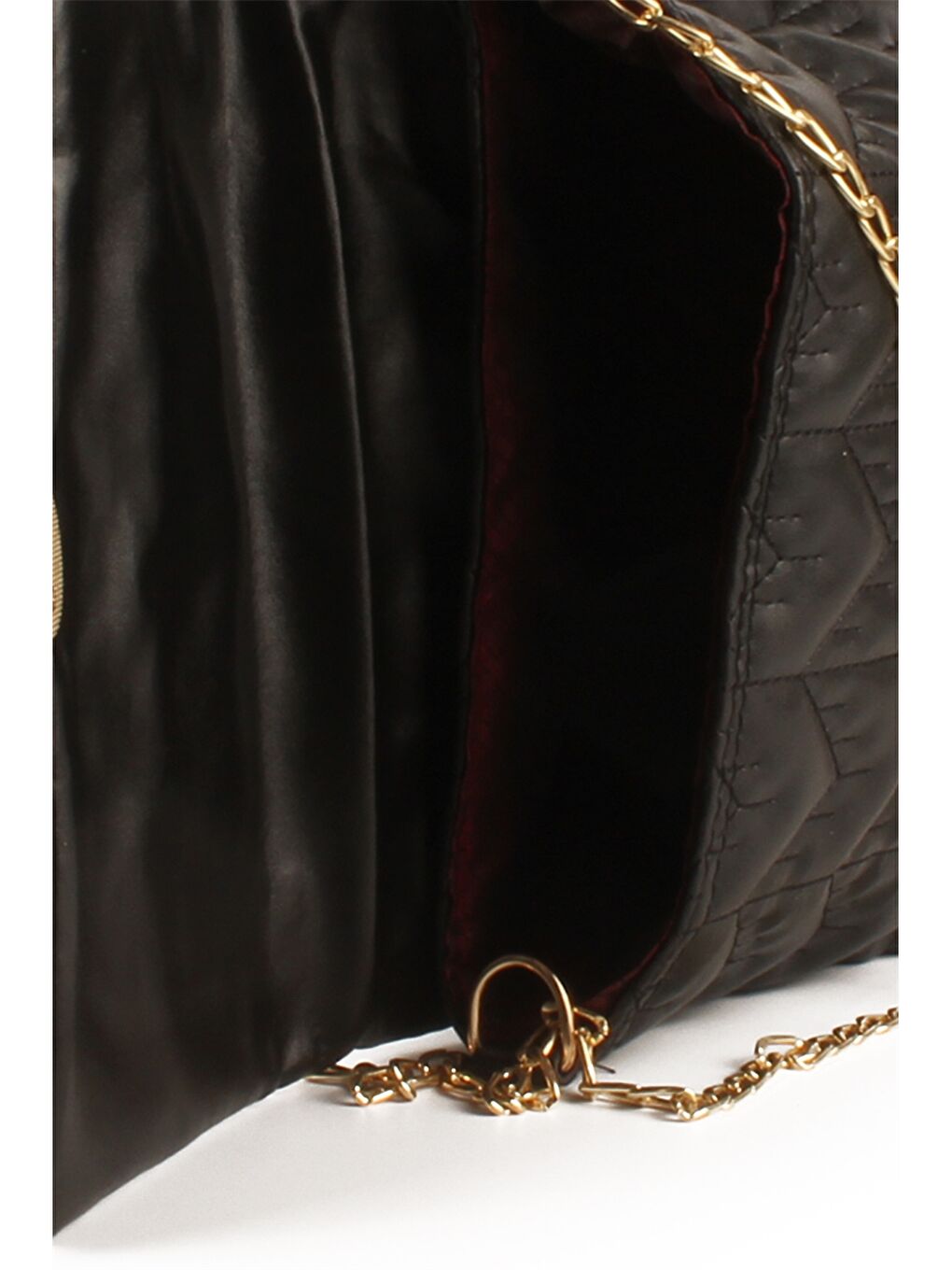 Siyah Deri Görünümlü Kapitoneli Kadın Çapraz Çanta-2