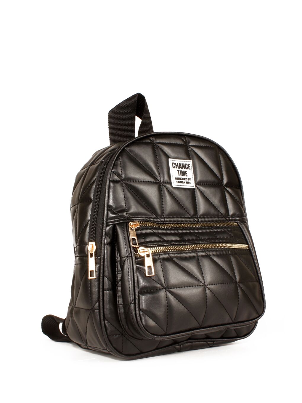 Siyah Deri Görünümlü Kapitoneli Kadın Sırt Çantası