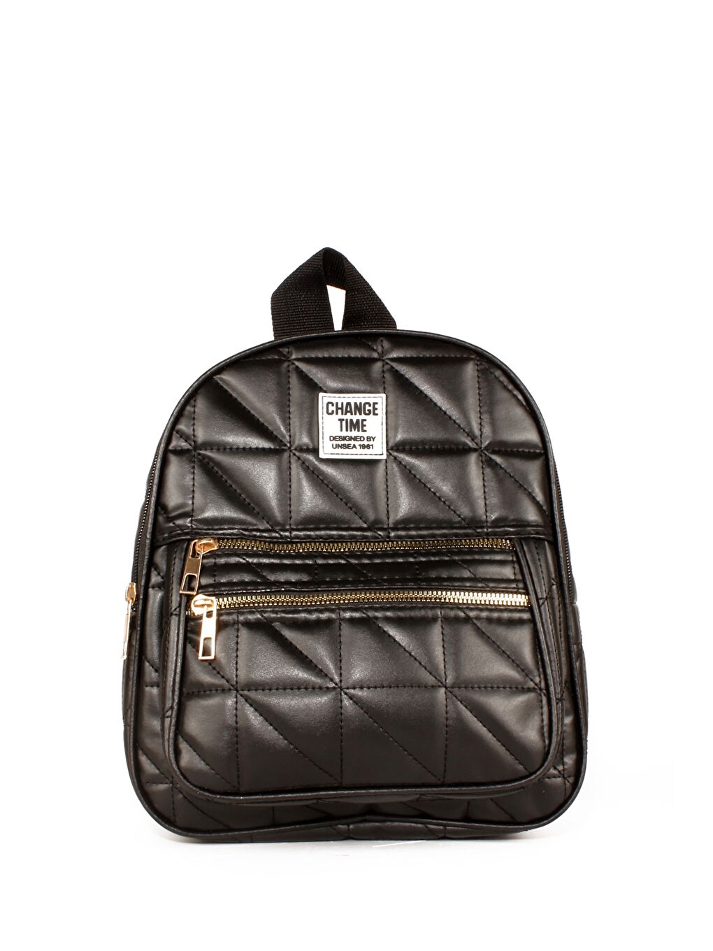 Siyah Deri Görünümlü Kapitoneli Kadın Sırt Çantası-1