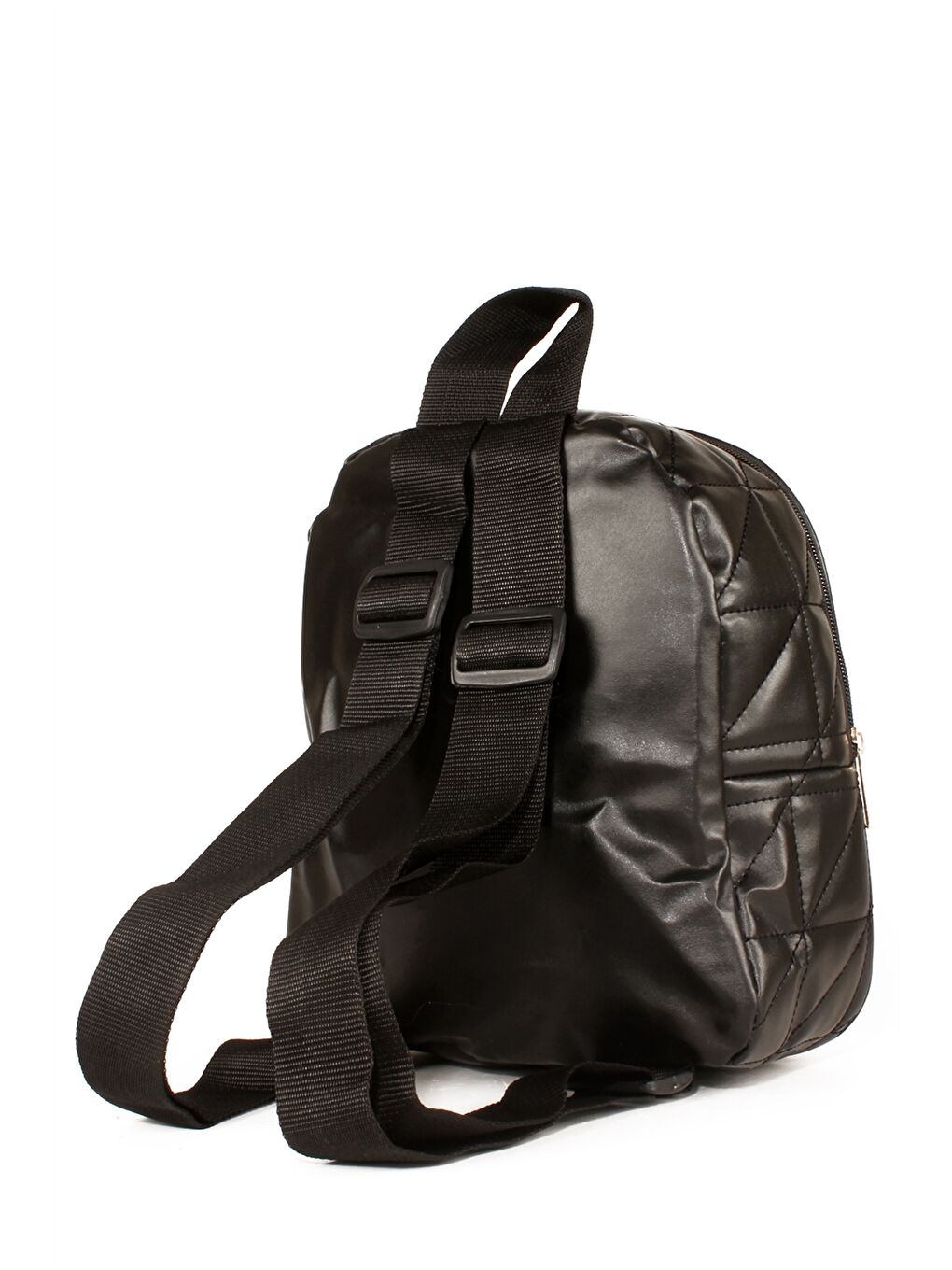 Siyah Deri Görünümlü Kapitoneli Kadın Sırt Çantası-2