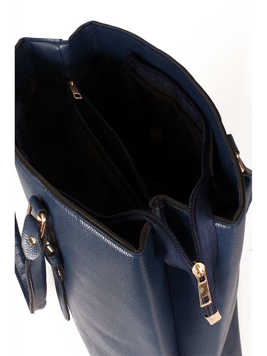 Mavi Deri Görünümlü Kadın Tote Çanta-1