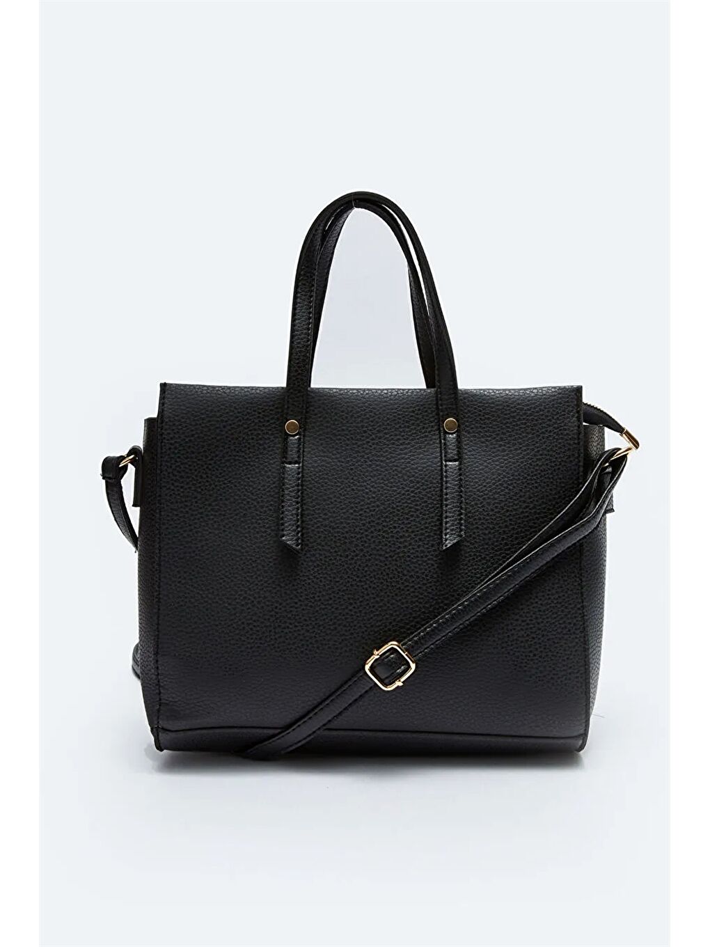 Siyah Deri Görünümlü Kadın Kol Çantası