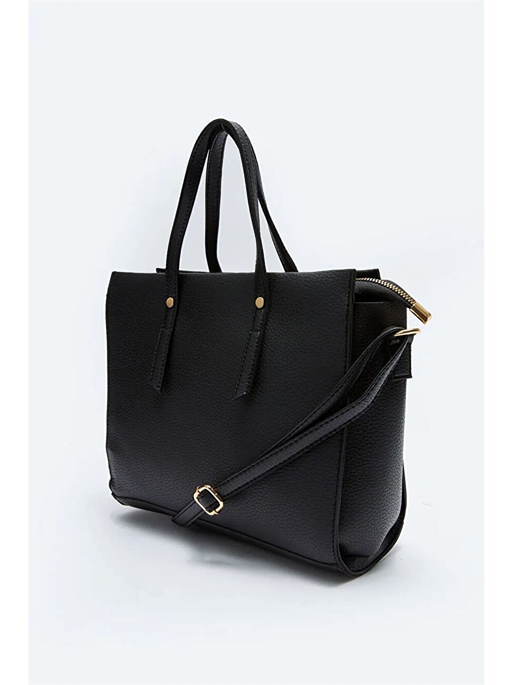 Siyah Deri Görünümlü Kadın Kol Çantası-1