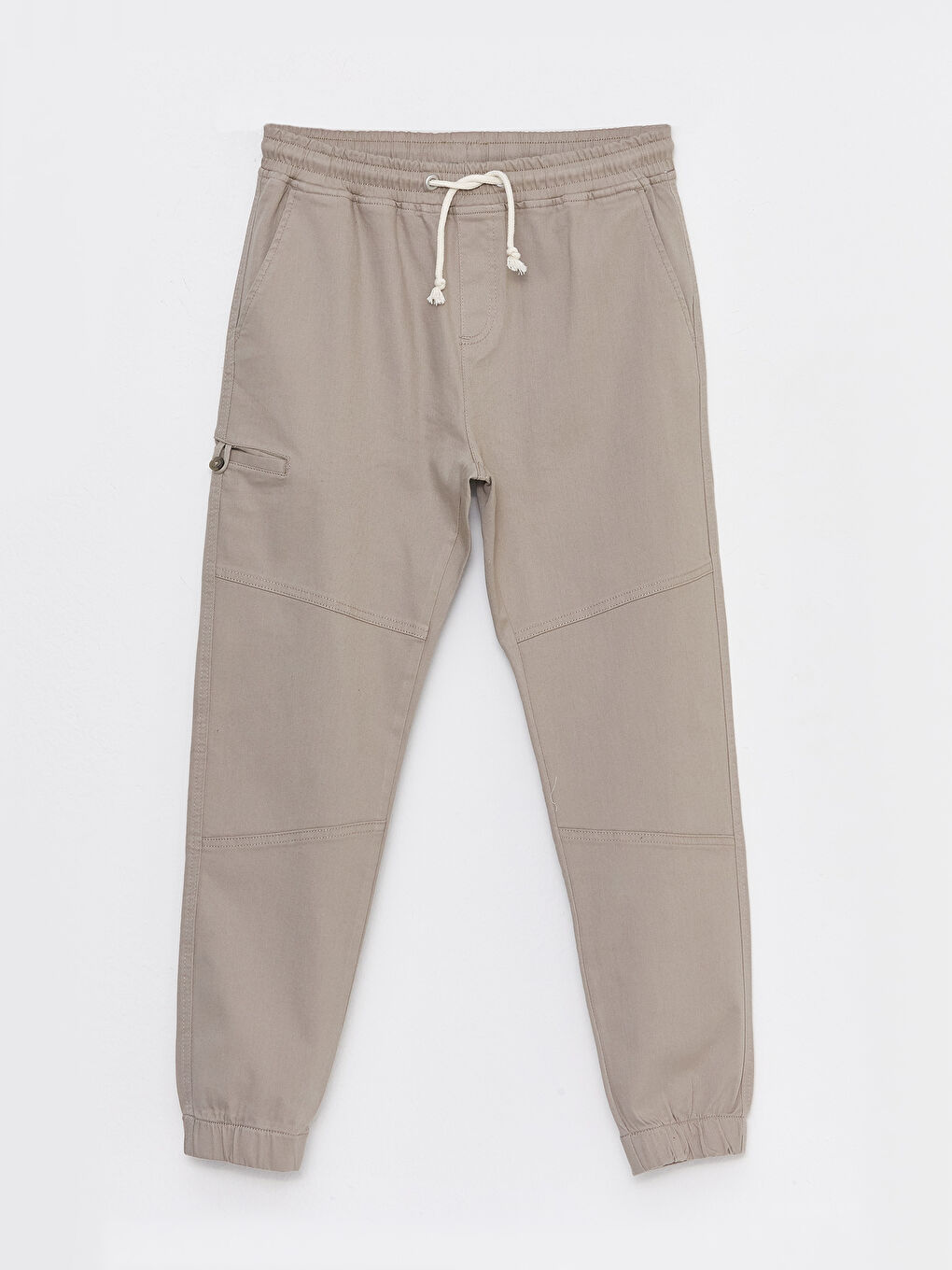 Bej Slim Fit Gabardin Erkek Jogger Pantolon-5
