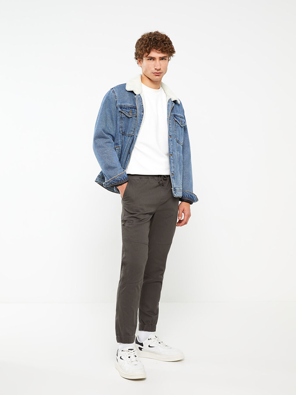 Haki Slim Fit Gabardin Erkek Jogger Pantolon-1