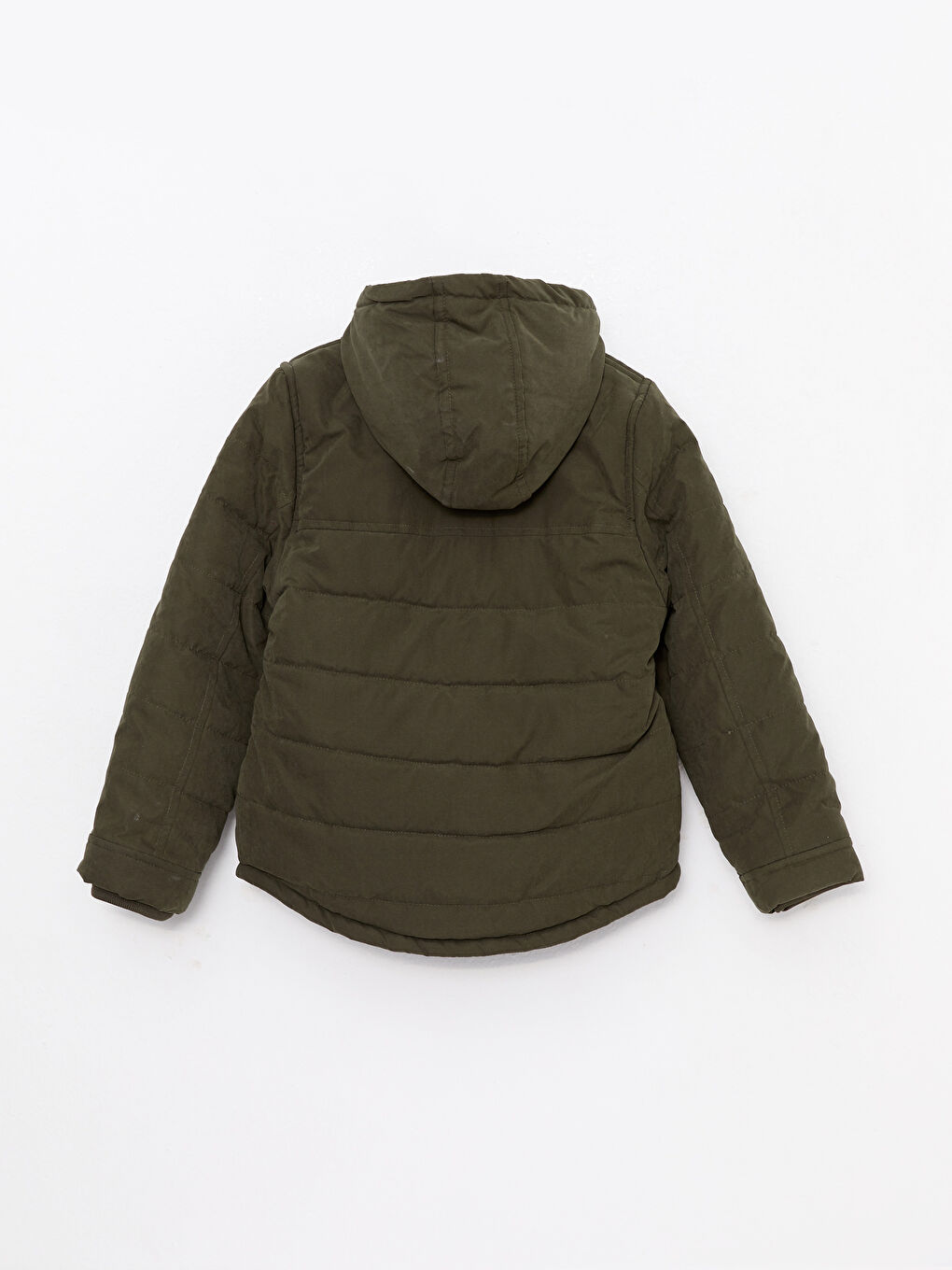 Yeşil Kapüşonlu Basic Erkek Çocuk Mont-1