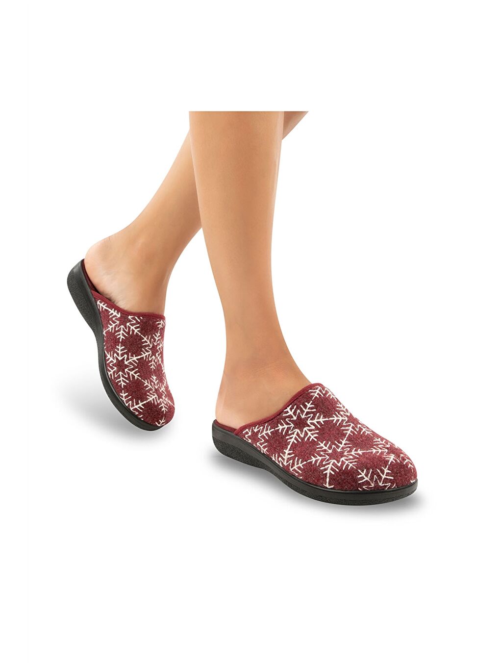 Bordo Desenli Kadın Ev Terliği-1