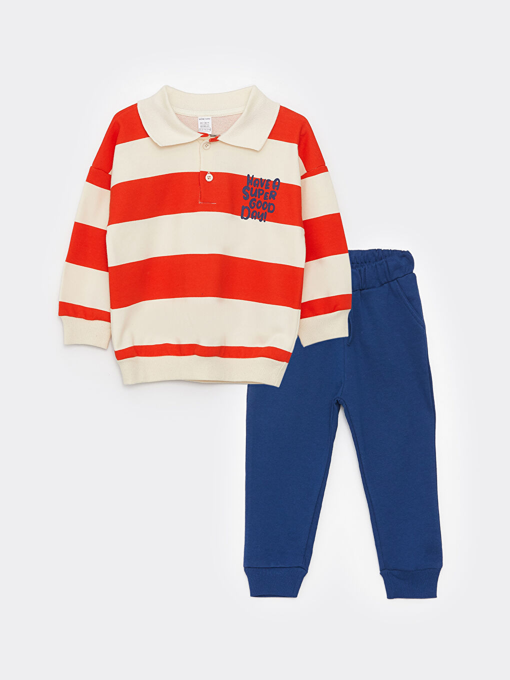 Sweat-shirt et Pantalon 2 Pièces à Col Polo à Manches Longues pour Bébé Garçon-1