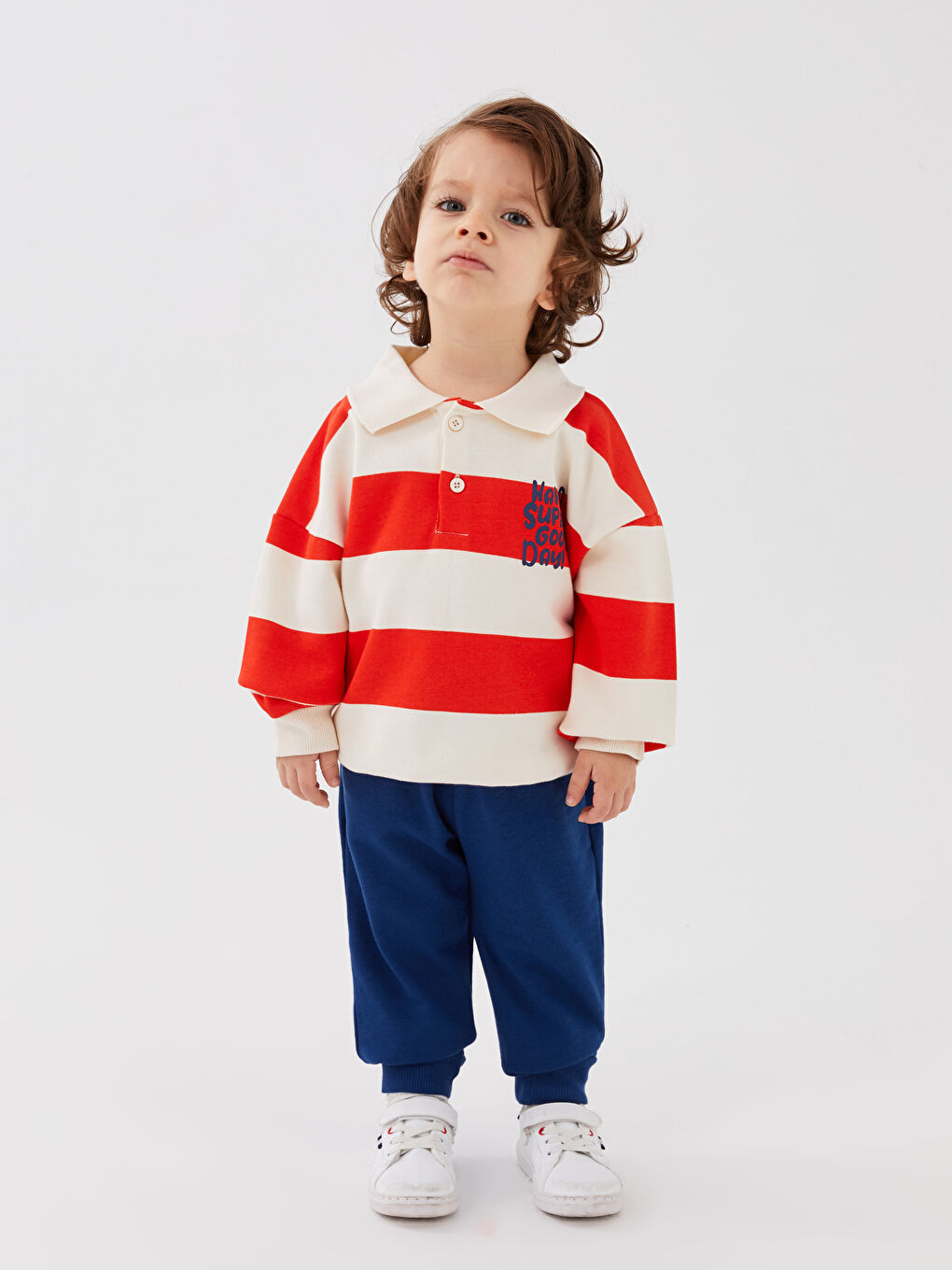 Sweat-shirt et Pantalon 2 Pièces à Col Polo à Manches Longues pour Bébé Garçon