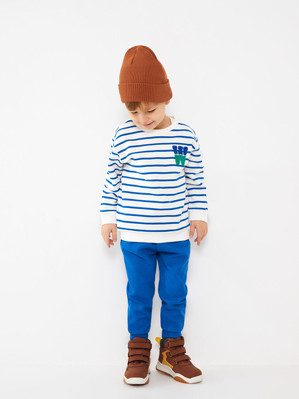 Set 2 Bucăți Bluza cu Mânecă Lungă și Pantaloni pentru Băieți Bebeluși cu Guler Rotund-2