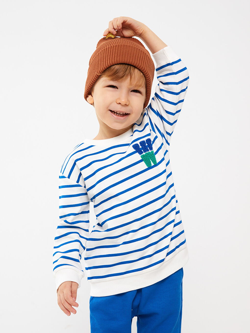 Set 2 Bucăți Bluza cu Mânecă Lungă și Pantaloni pentru Băieți Bebeluși cu Guler Rotund-3