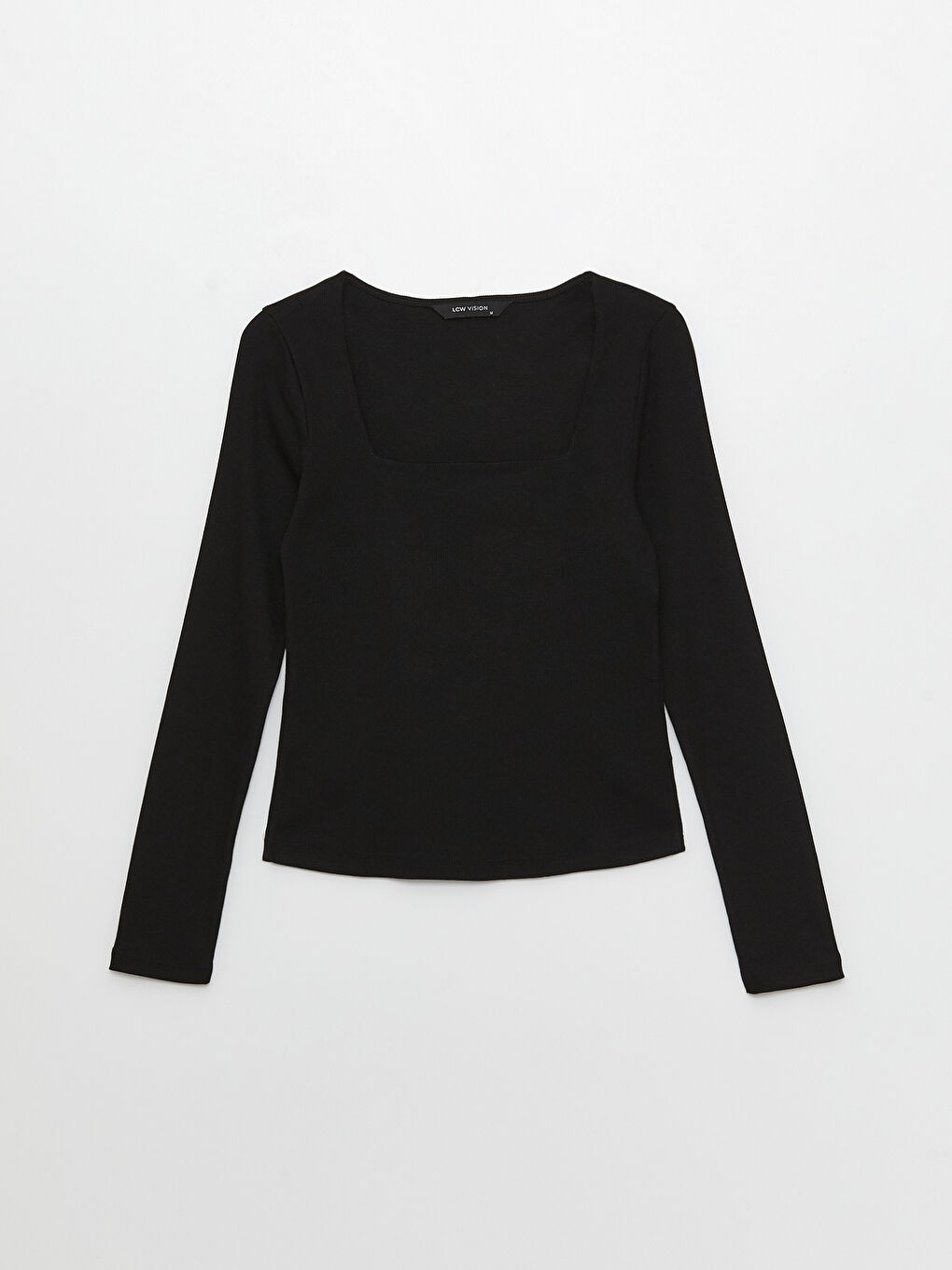 Square Collar Plain Long Sleeve Women's T-Shirt-5