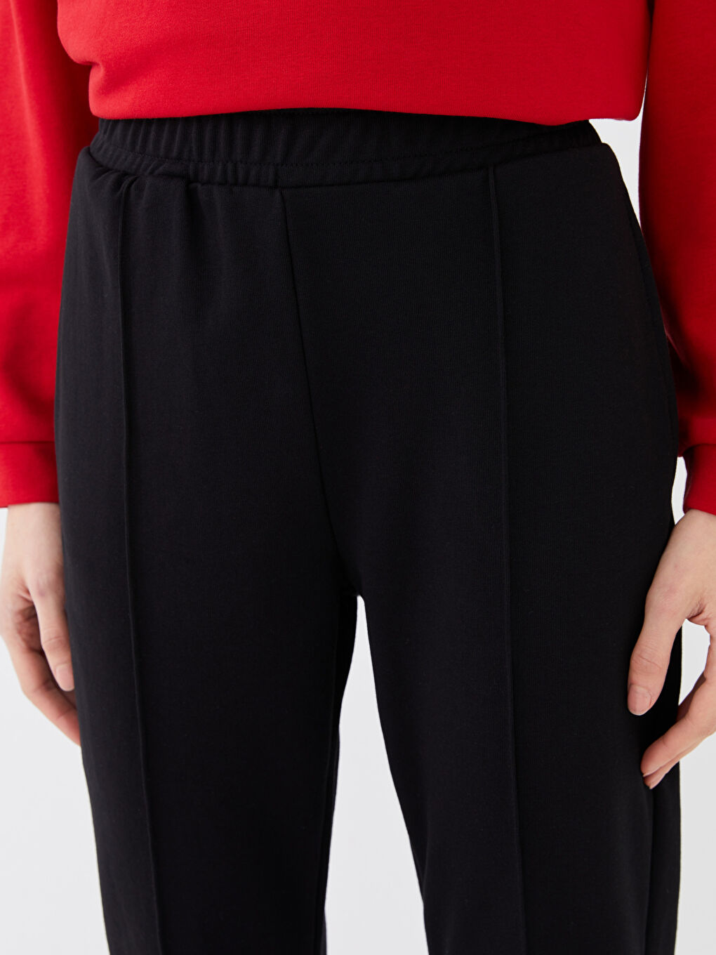 Women's Elasticated Waist Plain Sweatpants-2