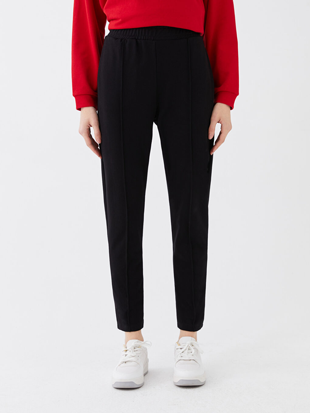 Women's Elasticated Waist Plain Sweatpants-3