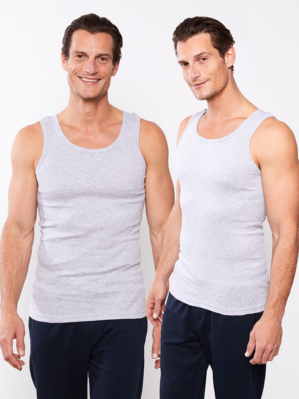 Maiou Basic pentru Bărbați cu Guler în U, Pachet de 2 Bucăți-1